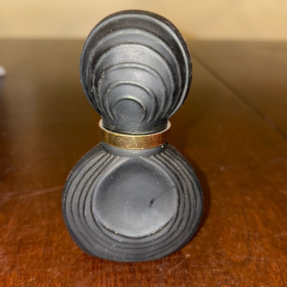 Early Taiwan-made black glass perfume bottle